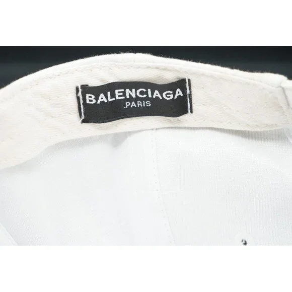 BALENCIAGA Baseball Cap Hat White ~ Made in‎ Italy ~ Adjustable - Picture 10 of 10